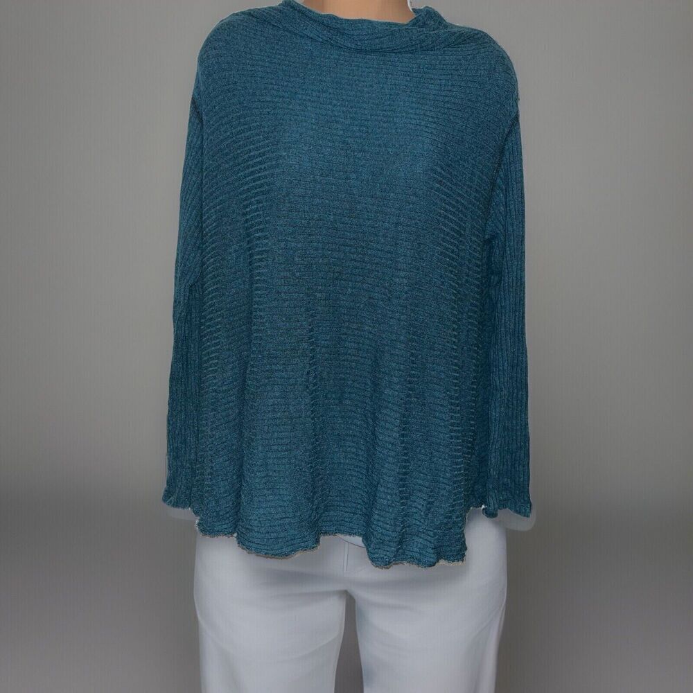 Free People Lover Rib Thermal Slit Back Green Ribbed Small Petite Oversized